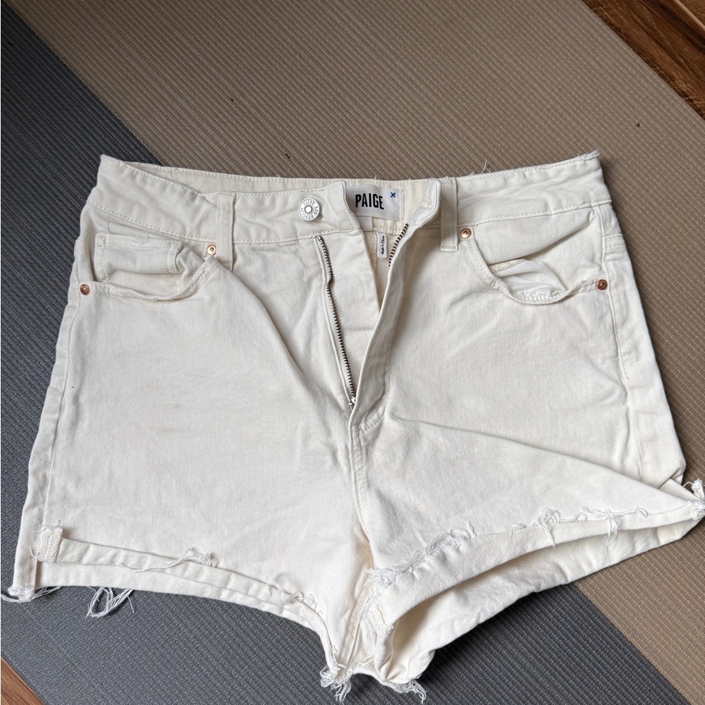 PAIGE Women's Off-White Jean Shorts